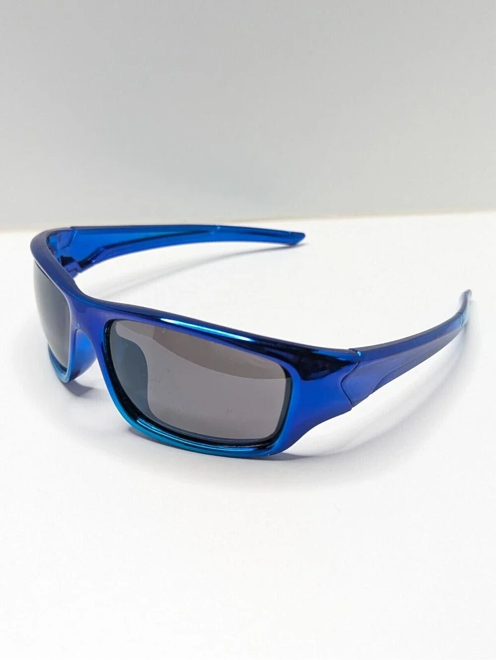 Glossy Blue Rectangular Frame Gray Lens Men’s Sunglasses